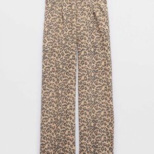 aerie Leopard Print Wide-Leg Pants in Tan and Black